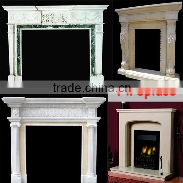 Indoor High Quality White Marble Stone Fireplace
