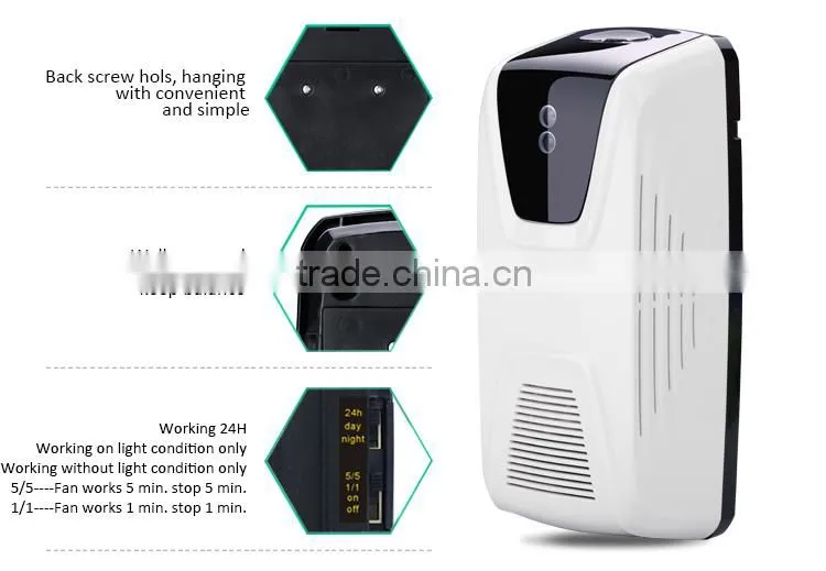 Factory new style essential oil digital air fragrance dispenser wall hang fan driver refillable automatic perfume dispenser