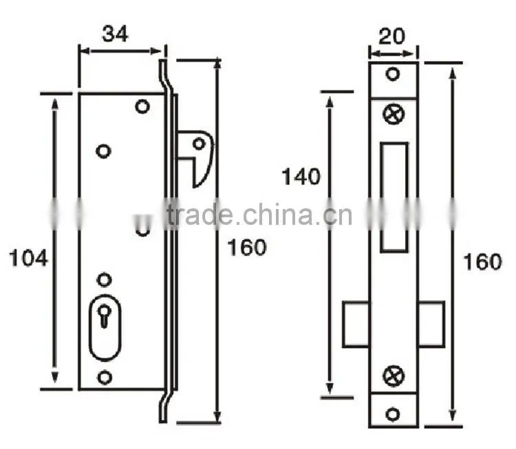 High quality good selling sliding wooden door lock for aluminium and wooden door