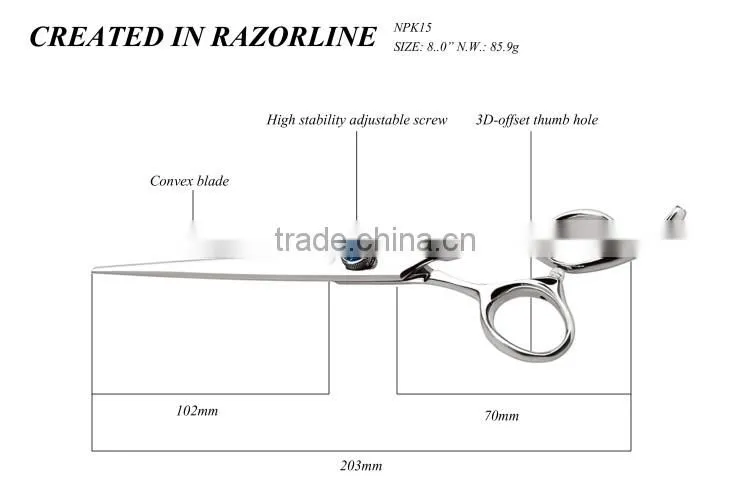 Razorline NPK15 Hotest Japanese pet scissors, SUS440C stainless Best grooming shears, High quality pet grooming sciccors