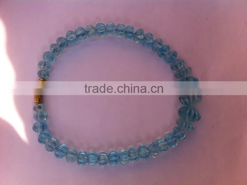 Pumpkin Shaped Blue Topaz Beads