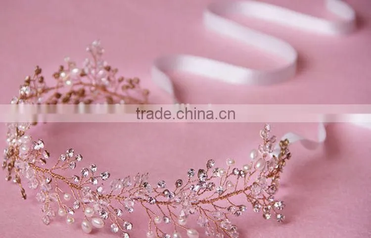 Luxury Handmade Rhinestone Pearl Hair Band New Brand Bridal Hair Accessories