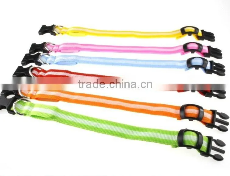 LED Personalized Dog Flashing Glow Pet Light Safety Collar 6 Colors 3 Sizes