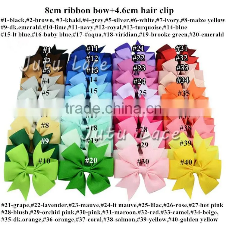 Wholesale Baby Girls Boutique Grosgrain Ribbon Colorful Hair Bow Clips - Children hair clips with Bowknot - 40colors for choose