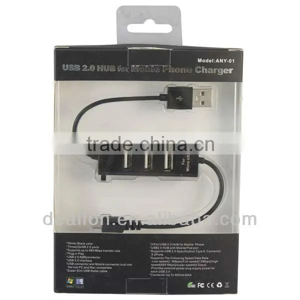 3 Ports USB 2.0 HUB for SAMSUNG Mobile Phone Charger