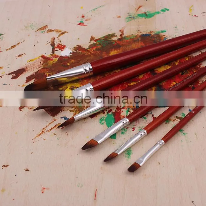 In Stock 6pcs Professional High Quality Filbert Shape Nylon Hair Artist Brush