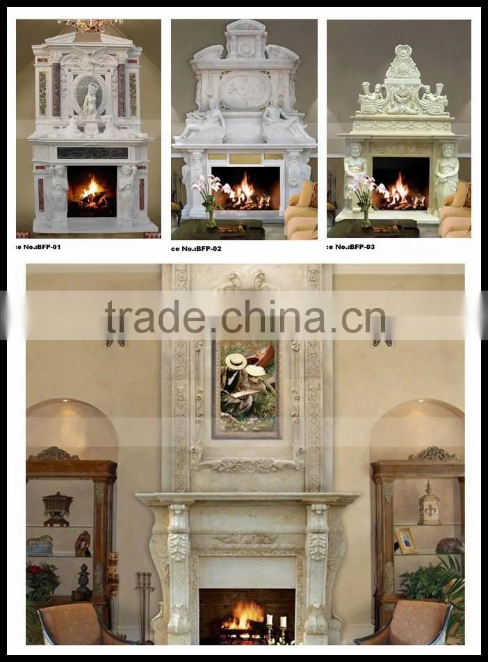 French Style Cheao White Marble Indoor Used Fireplace Mantel Shelf