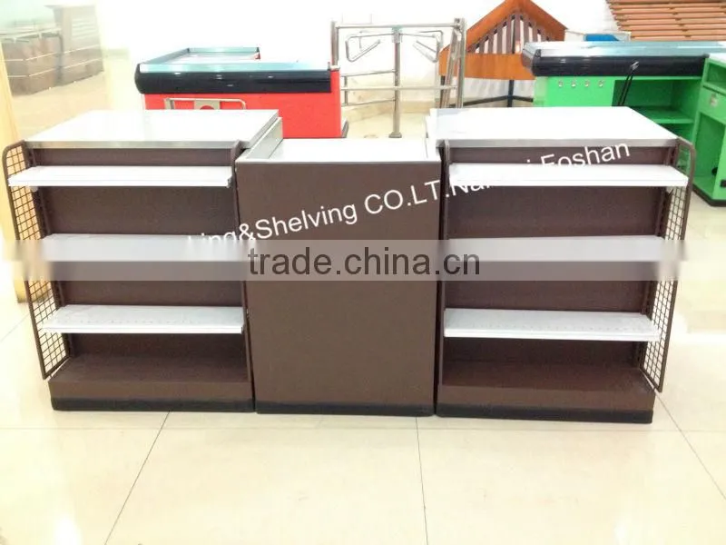 Checkout counter with shelf