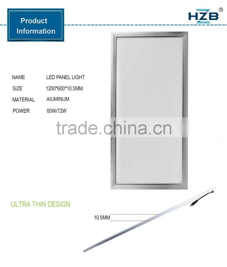 60W/72W Suspended Led Square Panel Light Office Lighting 600*1200 For Home