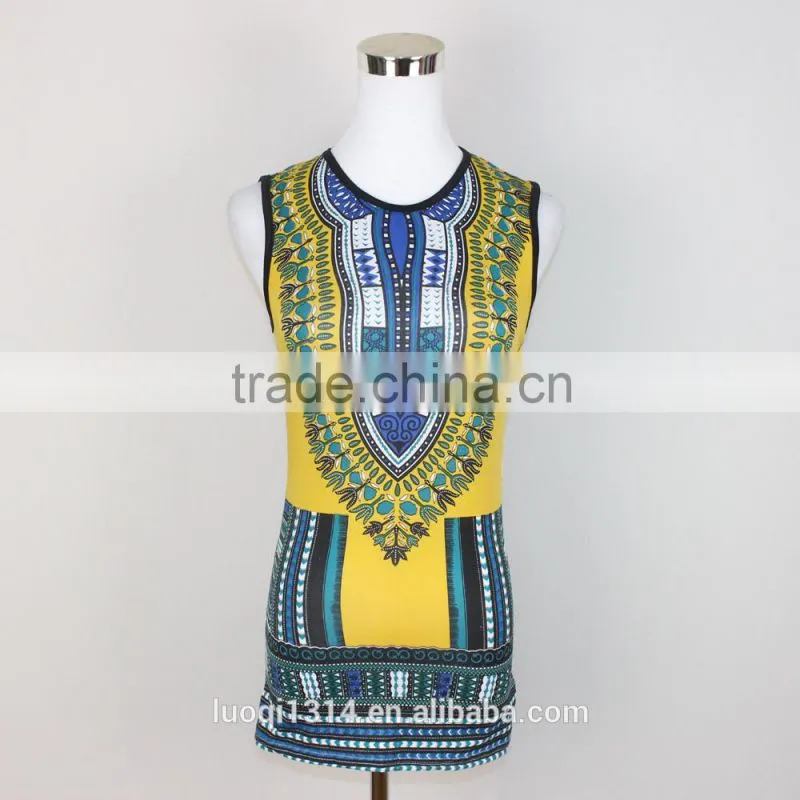 China supplier in bulk dashiki vest top, ladies african ethnic tank top, latest women dashiki top