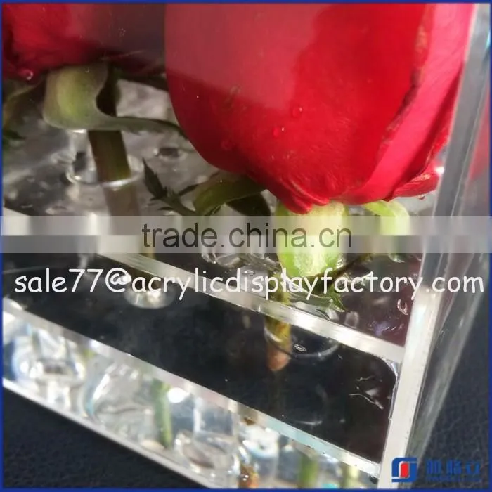 Hot selling custom rose boxes, round acrylic flower box rose display storage round box