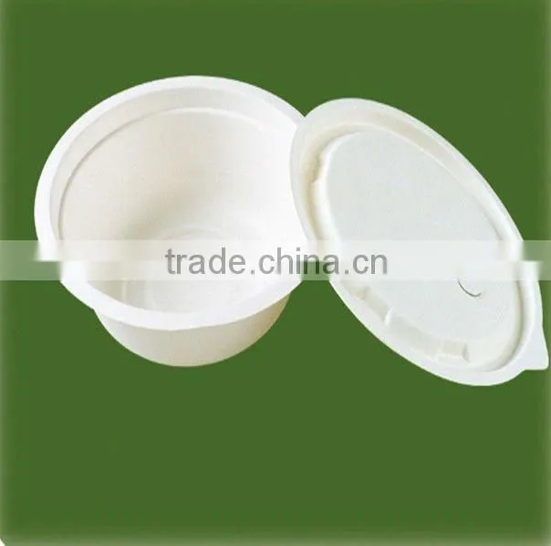 a Sugarcane Bagasse Biodegradable Dispostable Soup Bowl with Lid