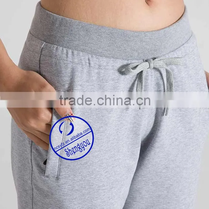 Wholesale custom made cotton blank grey women yoga jogger pants