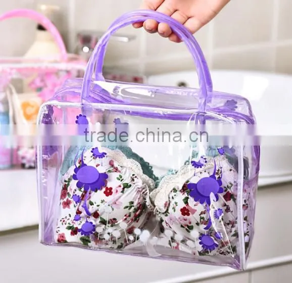 Beautiful flower print PVC clear cosmetic bag, make up bag