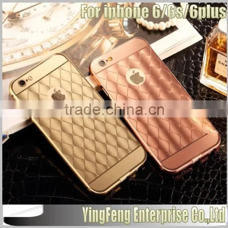 New product electroplated Diamond Grid Pattern 3D Aluminum mirror mobile accessories case for iphone 6s case