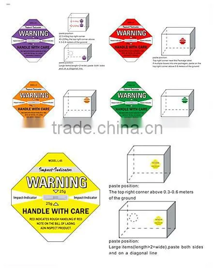 Shock Sensor Impact Indicator Shockwatch Packing Label Damage Control Indicator