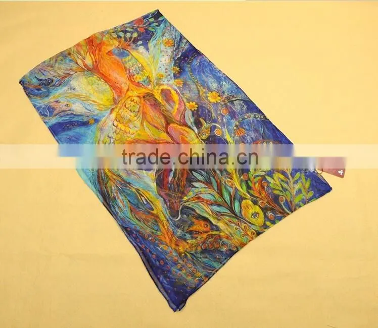 Factory customize digital printed 100% silk chiffion/georgette long scarves