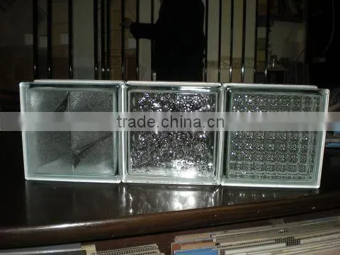 190*190*80mm decorative hollow green cloudy block glass /colored block glass with best price
