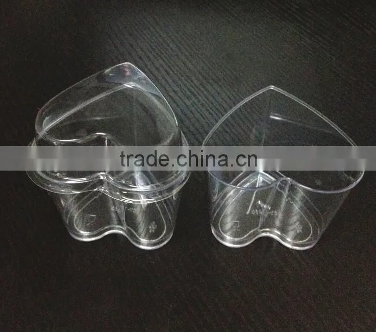 4.5oz heart-shaped ice cream yogurt Tiramisu Mousse Cake plastic cup PS plastic cup with lid