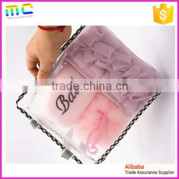 a set of make up bath sponge ball and body back belt with beautiful package