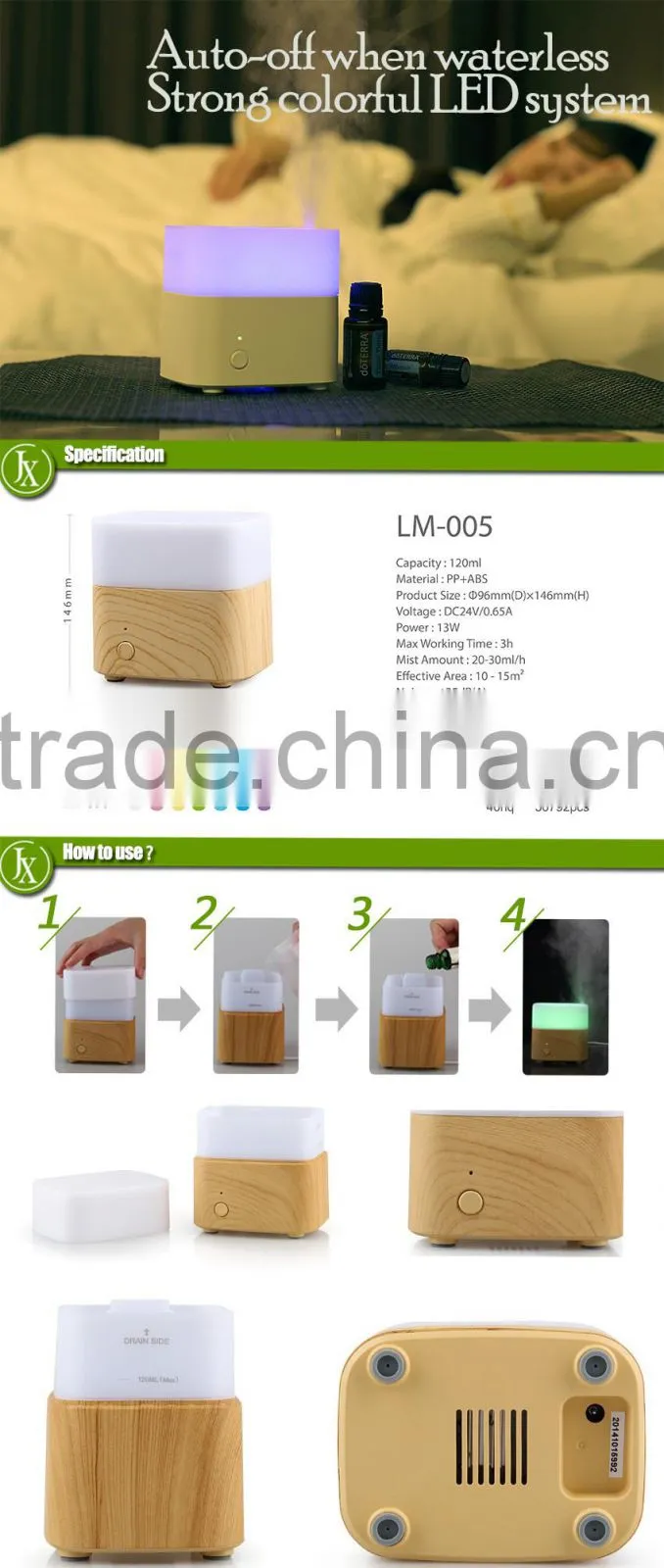 120ml Wood Mini Eletronic Steam Diffuser