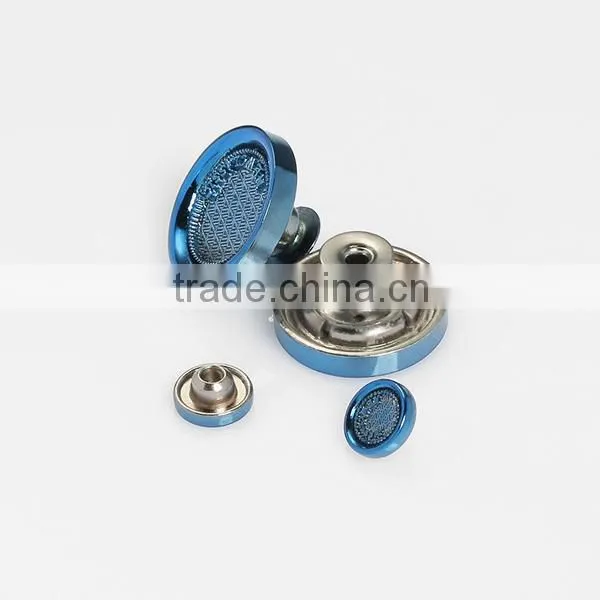 Fashion blue shirt button rivets jean jacket metal buttons