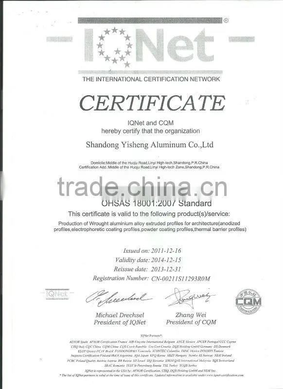 6000 series grade and window & door application aluminum profile