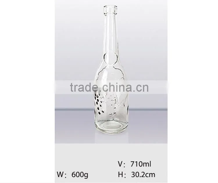Wholesale flint engraved glass juice bottle / carved glass juice bottle / glass juice bottle with grape pattern