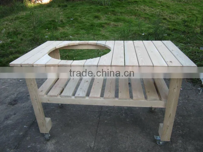 Wooden table cart for built-in bbq