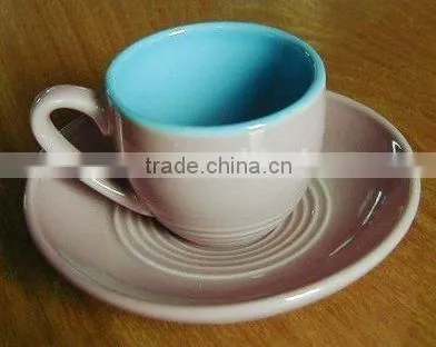 Glazed Stoneware Coffee Cup and Saucer