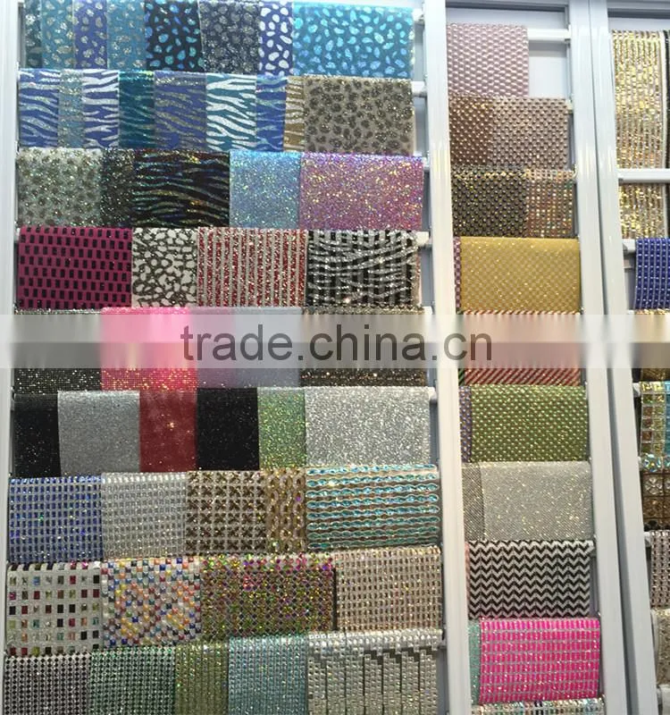 Bling Bling 24x40cm Decorative Shaped Rhinestone Mesh , Fancy Rhinestone Sheet For DIY cut