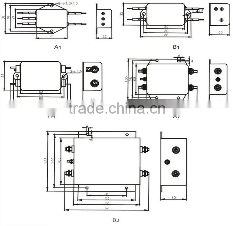250/440VAC Three Phase Three Line EMI Filter 10A