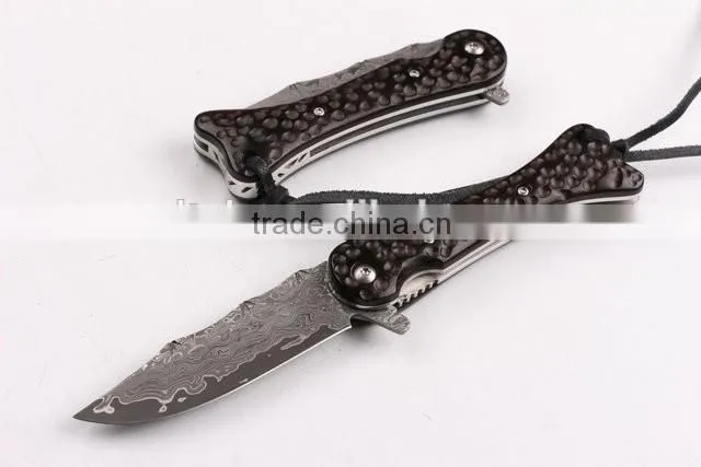 OEM Damascus steel blade hunting knife with G10 handle