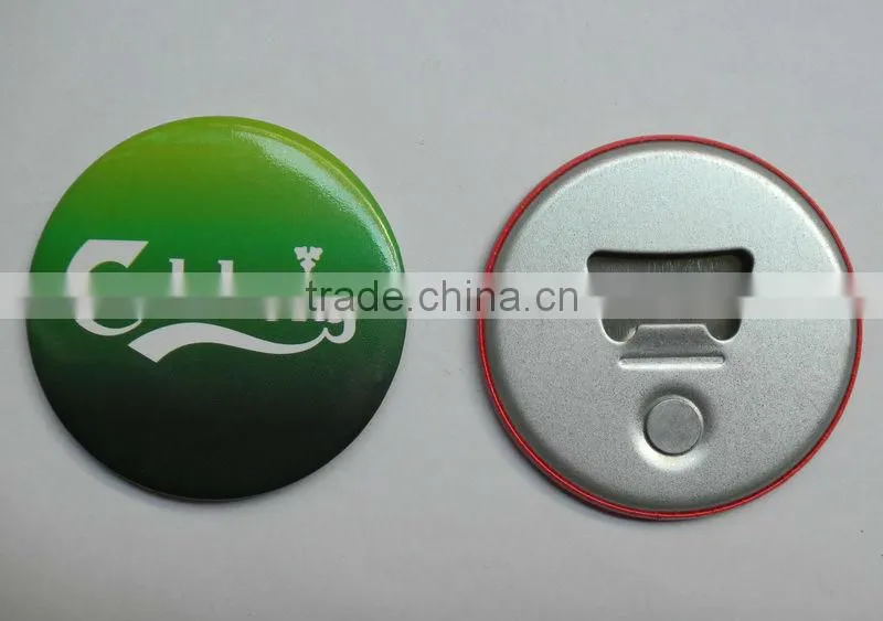 Customized round tinplate beer opener , magnetic opener fridge , bottle opener fridge magnet