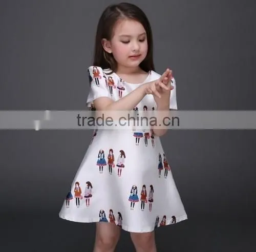 top quality cartoon baby kids traditional dresses satin material sweet girl white ball gown dresses for kids