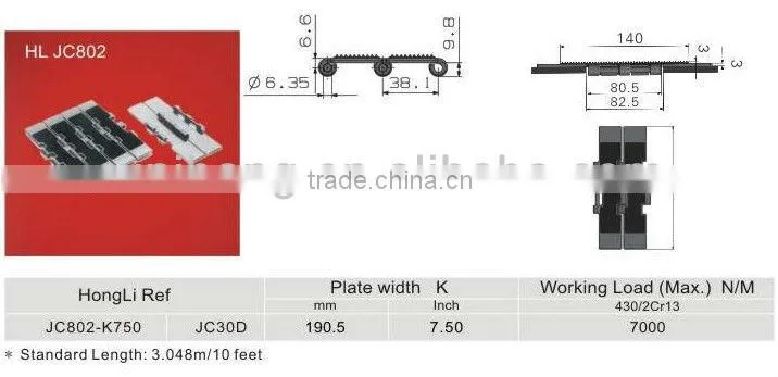 stainless steel conveyor chain JC802