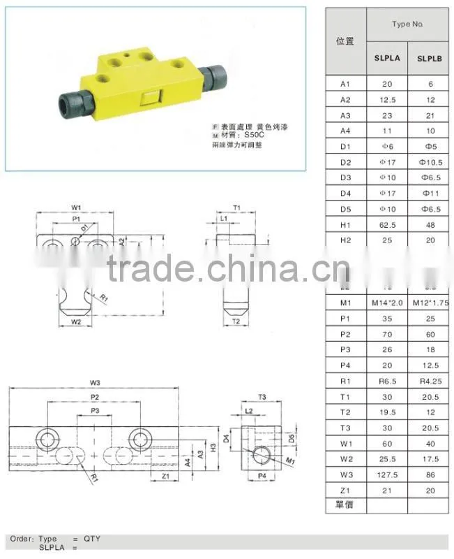 Yellow slide lock pl type