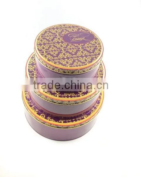 Guangdong Large decorative Round Stacble metal tin cans box