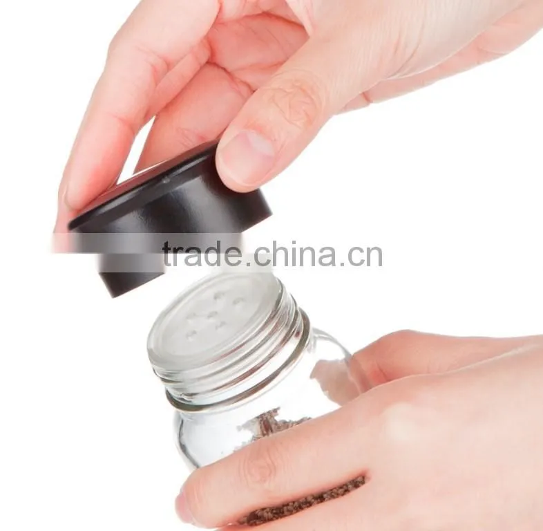 SINOGLASS trade assurane 90ml glass jar with plastic lid 6 pcs glass jars spice rack set