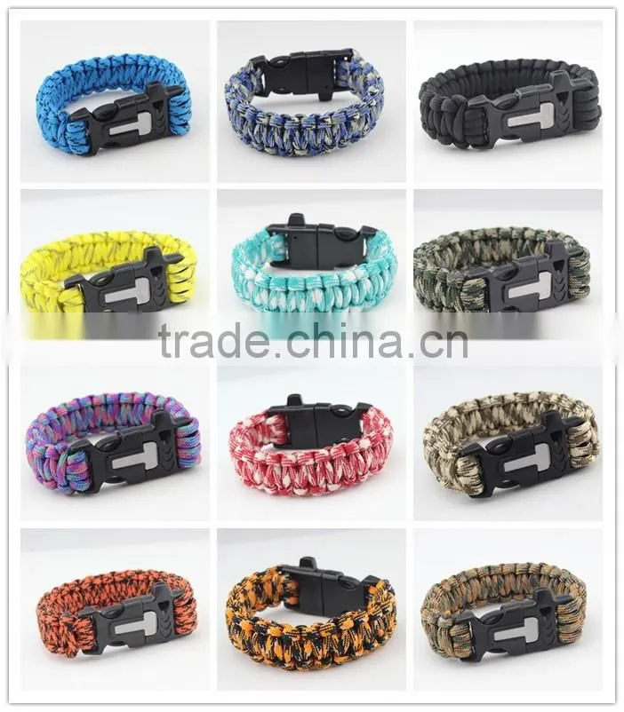 Wholesale Paracord bracelet with latest features like compass, knife , whistle and fire starter