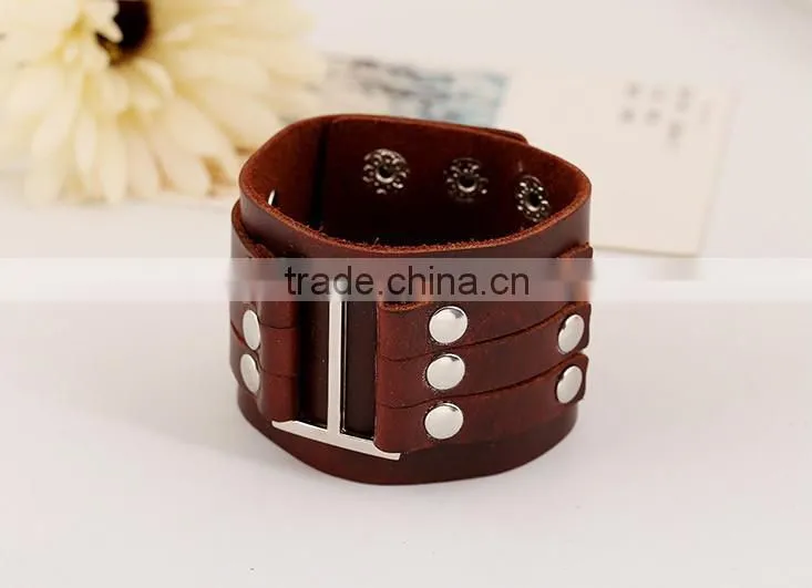 2015 wide vintage leather bracelets cheap leather bracelets