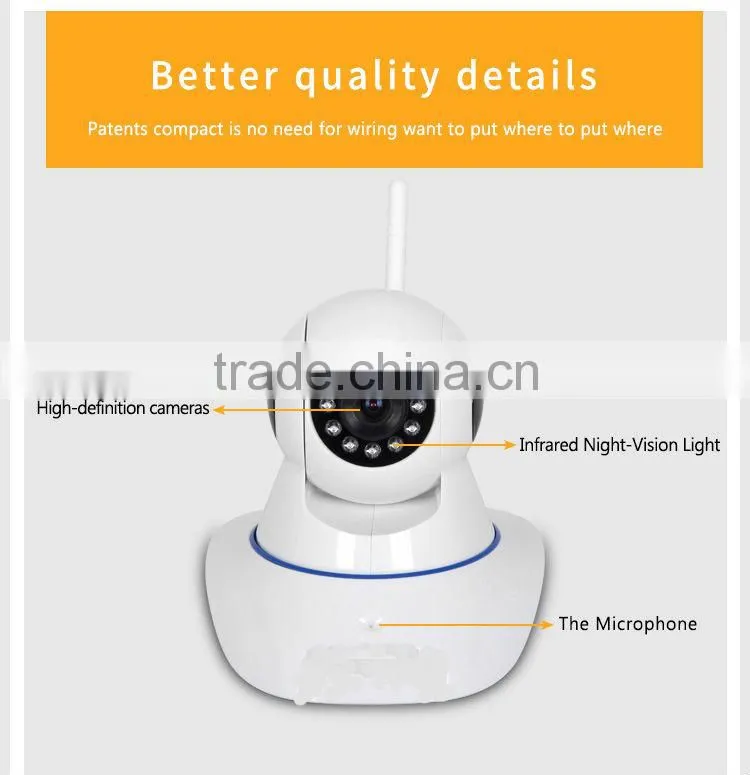 wireless home alarm system wifi ip camera with linkage alarm system