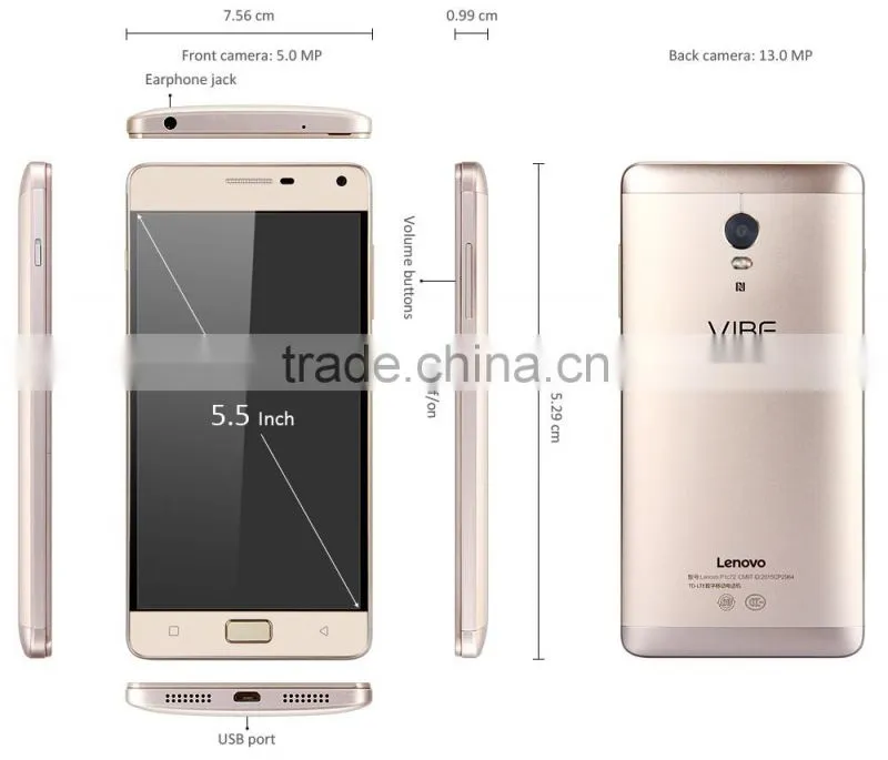 Lenovo Vibe P1 Android 5.1 2G 16GB ROM 5.5 inch FHD Screen Fingerprint ID Snapdragon 615 64bit Octa Core 5MP + 13MP Cameras