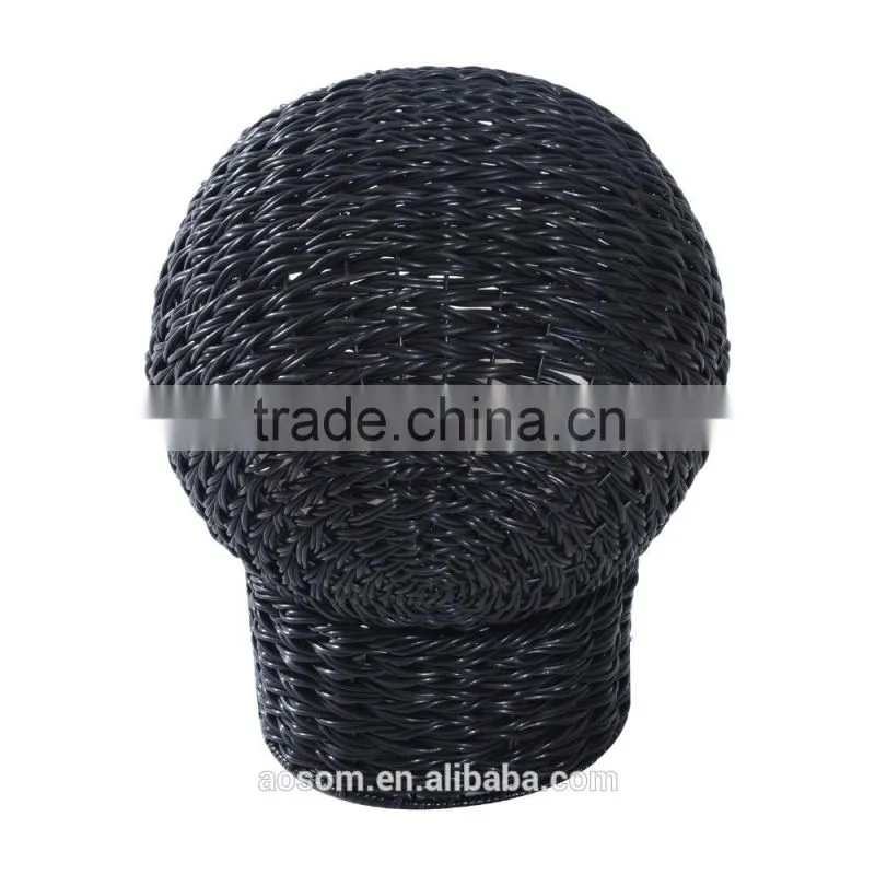 Pawhut Black/Beige 21" Hooded Rattan Wicker Elevated Cat Bed