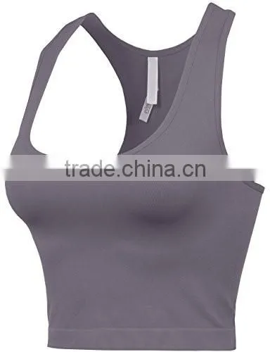 Womens Basic Solid Soft Seamless Fashion Sports Tank Top