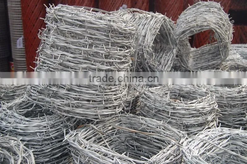 YS brand 2 barb 4 point high tensile steel barbed wire 12.5 ga. 15.5 gauge galvanized barbed wire coated safety fence