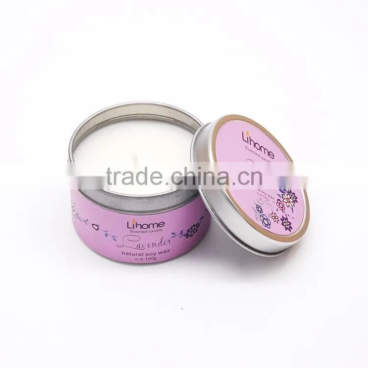 100% natural soy wax candle in metal jar , scented candle,natural essence candle