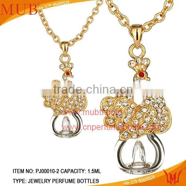 Swan Shape Necklace Pendant Glass Perfume bottle jewelry Necklace