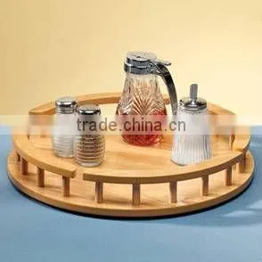 FSC facility Wooden Lazy Susan With Napkin Holder