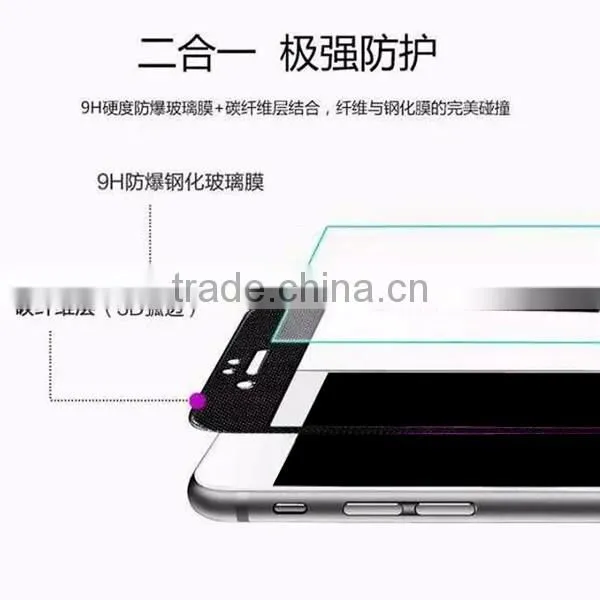 New style 3D carbon fiber full tempered glass screen protective film for iphone 6/plus, glass protective film